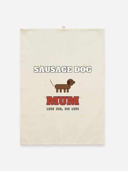 Wursthund-Mama lange Liebe - Organic Geschirrtuch - Natur - Vorne