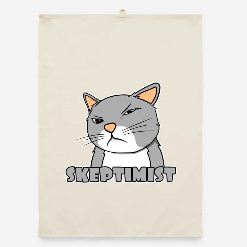 Skeptiker Katze - Skeptimist - Organic Geschirrtuch - Natur