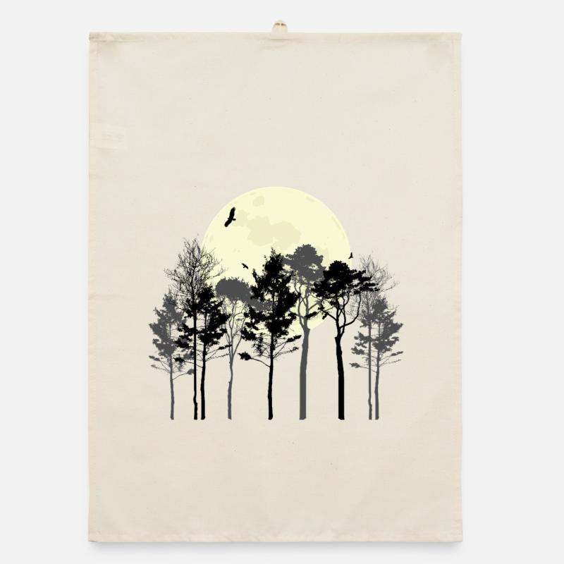 Conception de silhouette de la forêt céleste Torchon bio