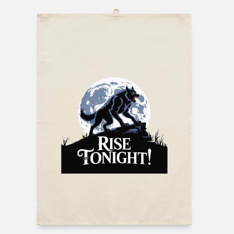 Lone Wolf Rise Tonight Moon Graphic Organic dish towel