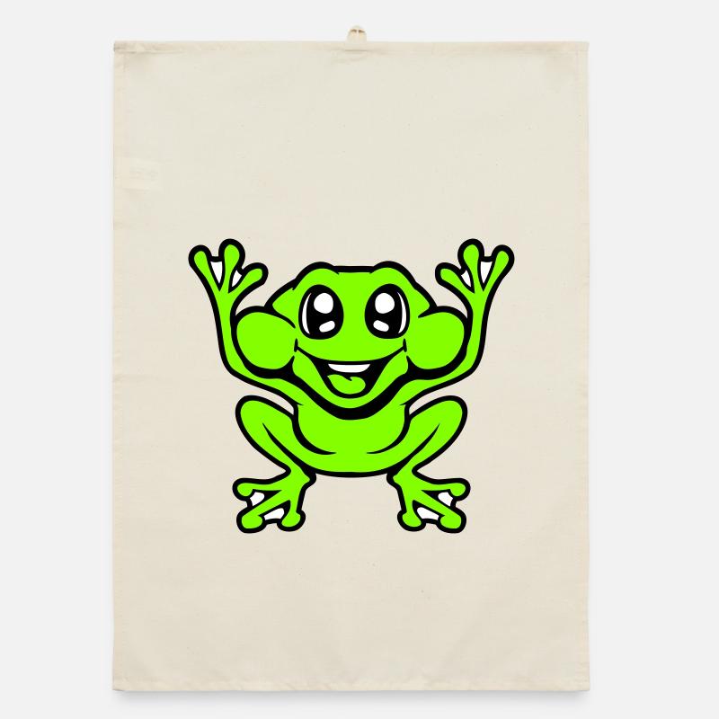 Frog Toad Laughs Funny Jumping Happy Comic Organic dish towel