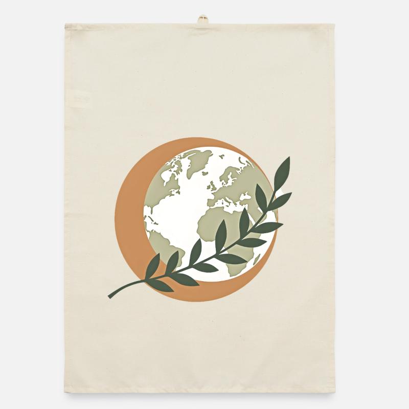 Globe de la Paix Verte - Torchon bio - nature