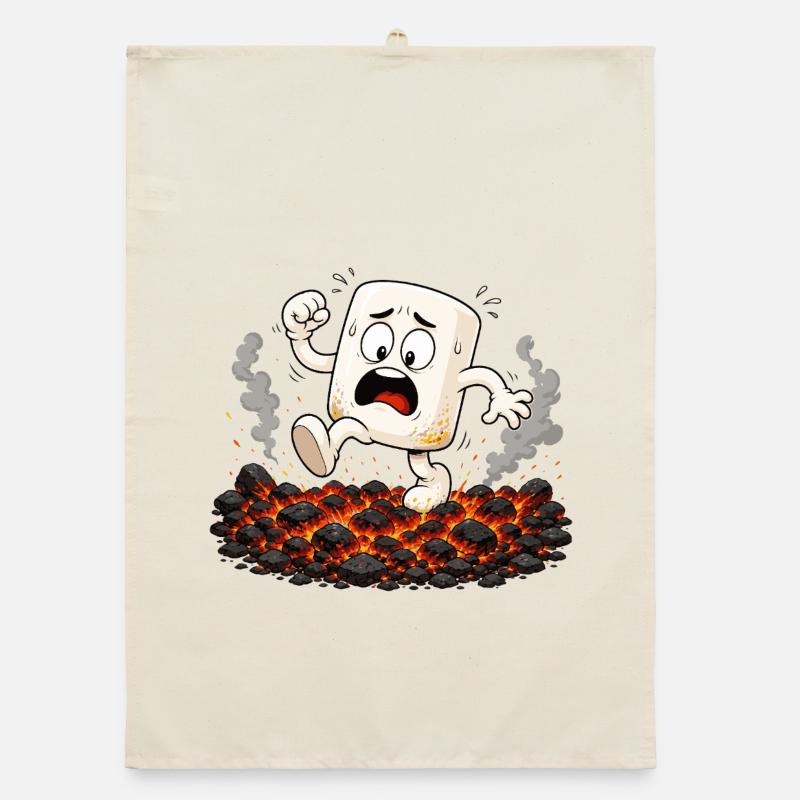 Marshmallow walks over glowing coals Organic dish towel