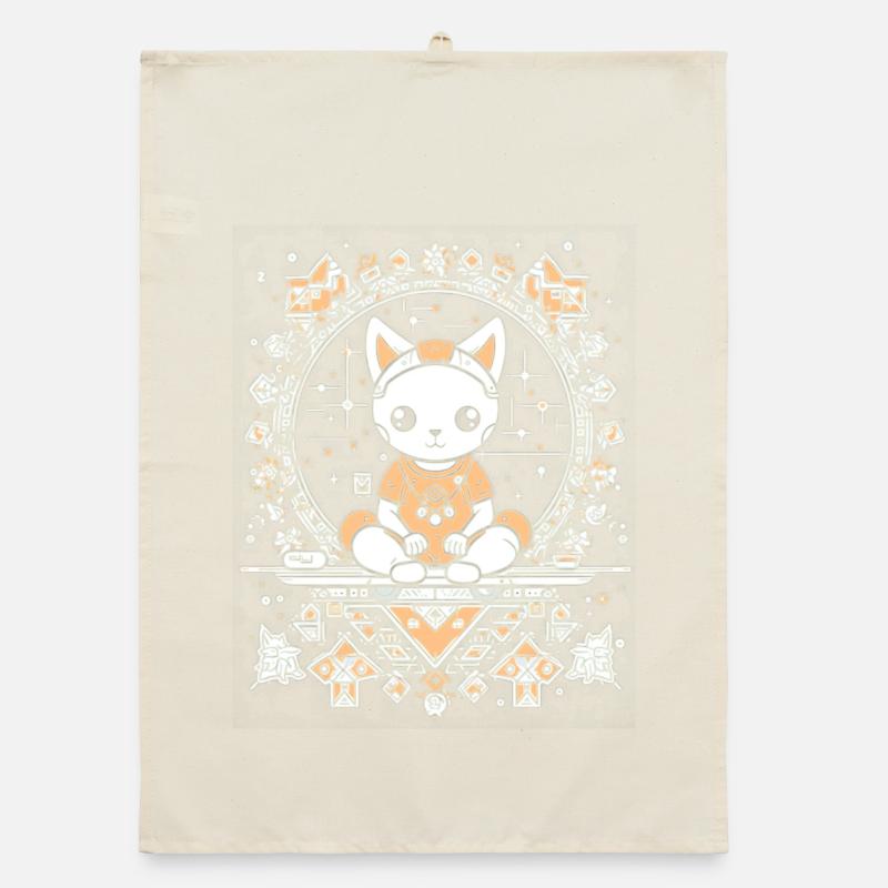 Chat Cosmique Dans Un Mandala De Cristal - Torchon bio - nature