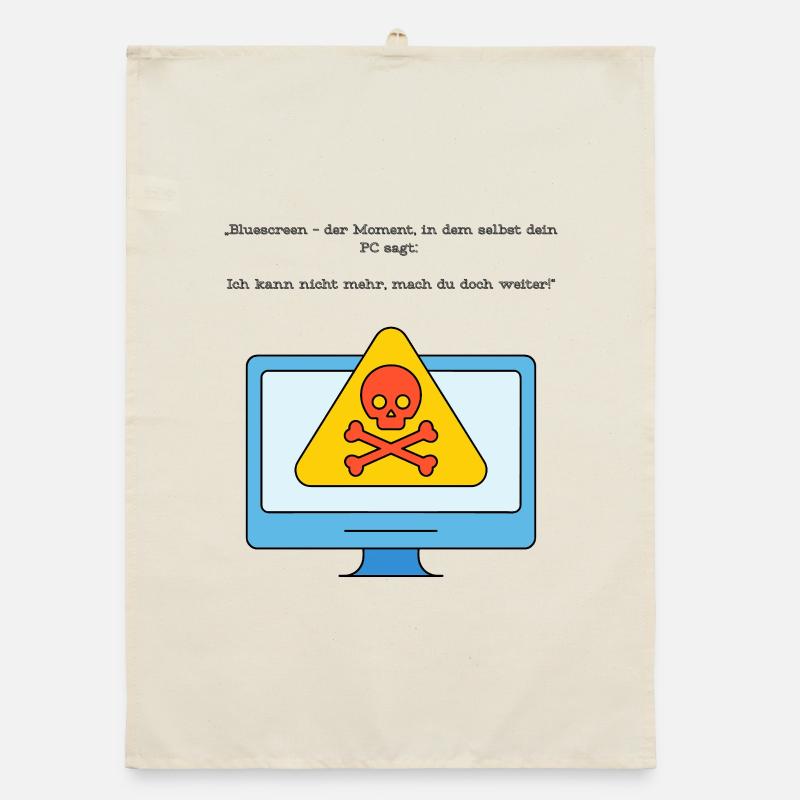 Blue Screen Humor Skull Warnung - Organic Geschirrtuch - Natur