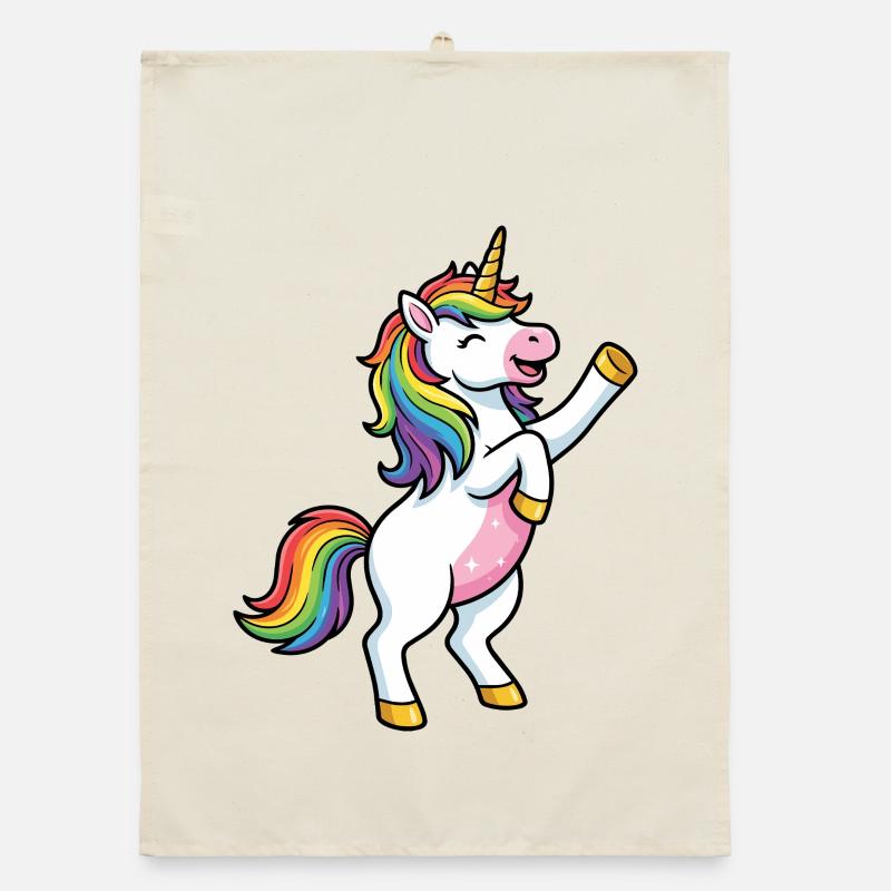 Danse de la Licorne Arc-en-ciel Torchon bio