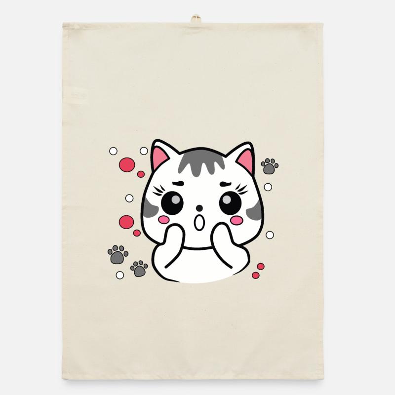 Surprised Cute Cat Organic dish towel
