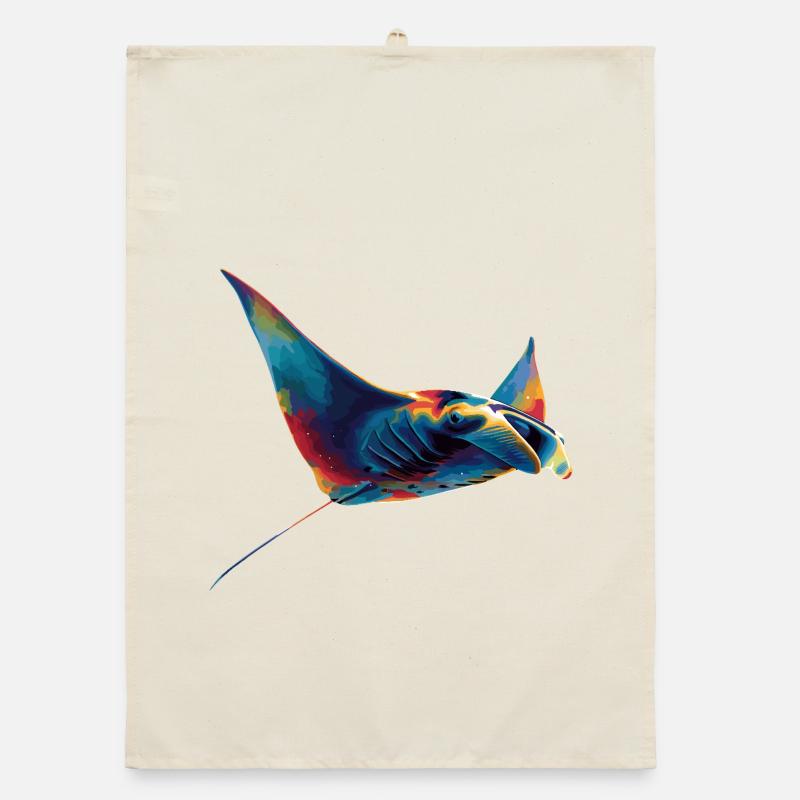 Manta Ray, Devil Ray, Stingray, Diver Organic dish towel