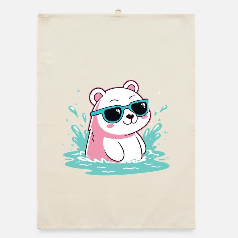 Wasser-Eisbär in kühlen Gläsern Organic Geschirrtuch