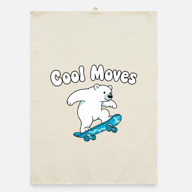 Cool Moves Eisbär Skateboard Organic Geschirrtuch