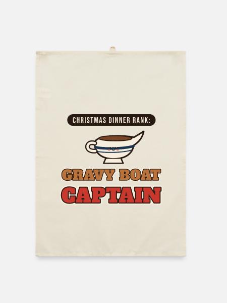 Weihnachtsessen-Rang: Gravy Boat Kapitän - Organic Geschirrtuch - Natur