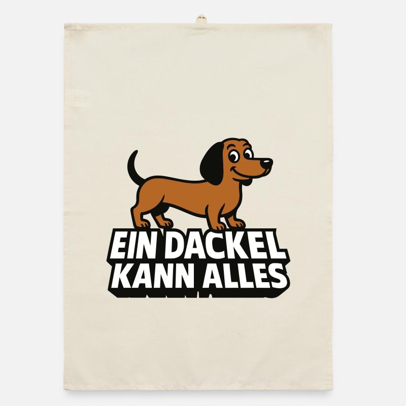 A dachshund can do it all! Organic dish towel