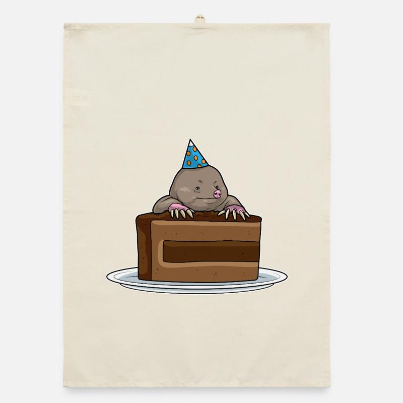 Mole Birthday Cake Organic dish towel