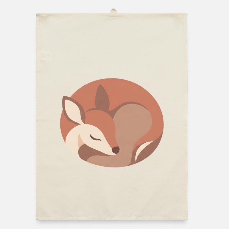 Sleeping Fox in Soft Palette Organic dish towel