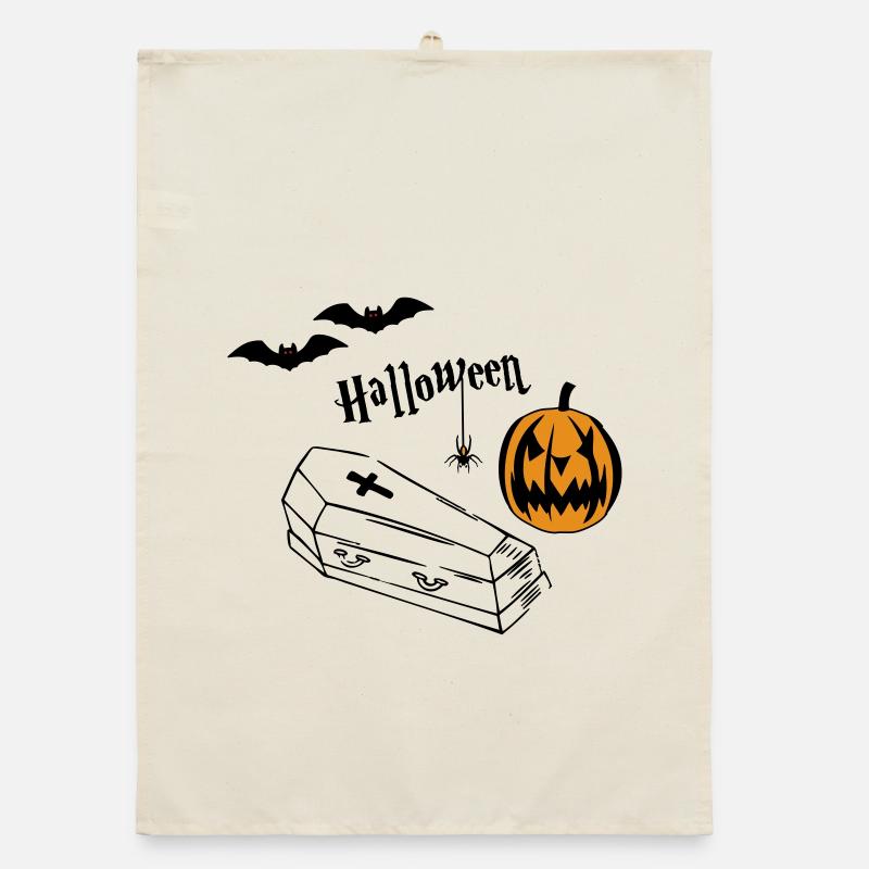 Silhouette de citrouille d’Halloween Torchon bio