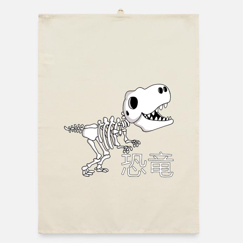 Manga dinosaur skeleton Organic dish towel