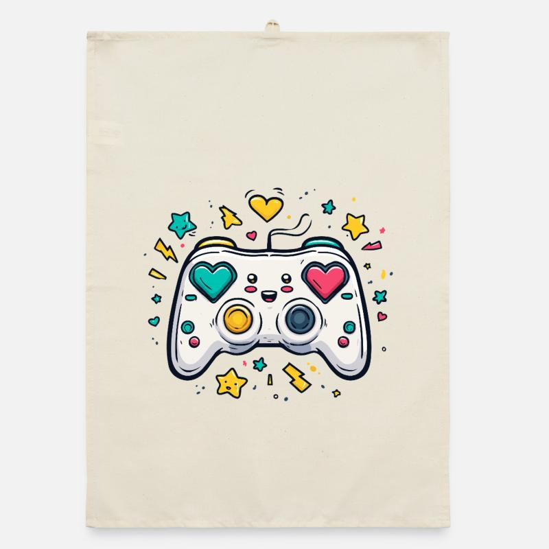 Heart Controller Neon Game Design Organic dish towel