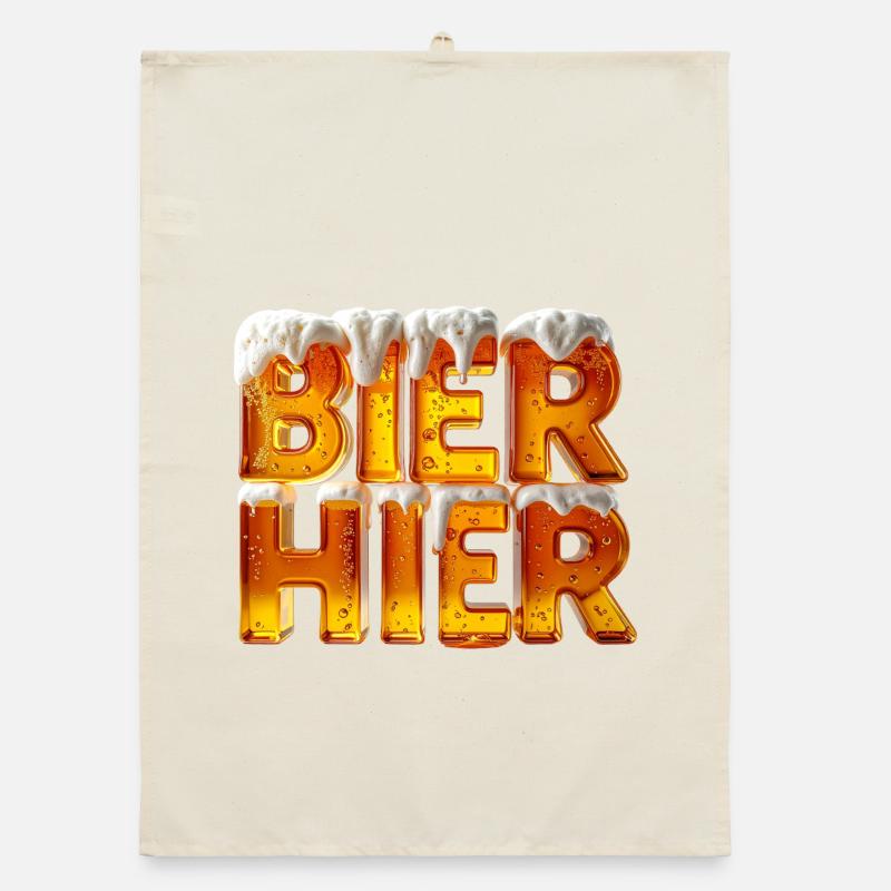 Bier? Hier! – 3D Bierglas-Buchstaben mit Schaum Organic Geschirrtuch