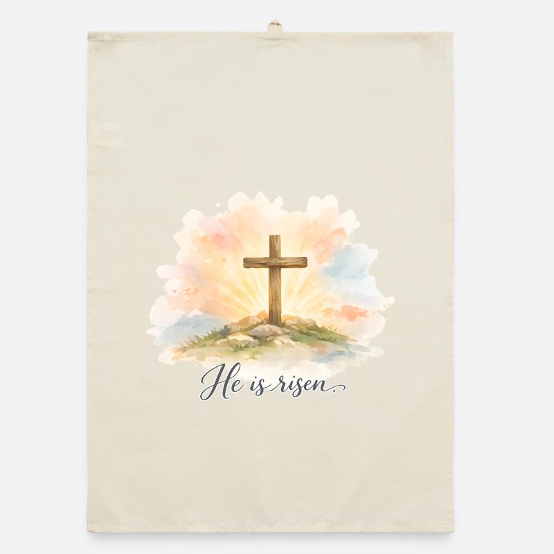 Resurrection He is Risen Easter Jesus Organic dish towel
