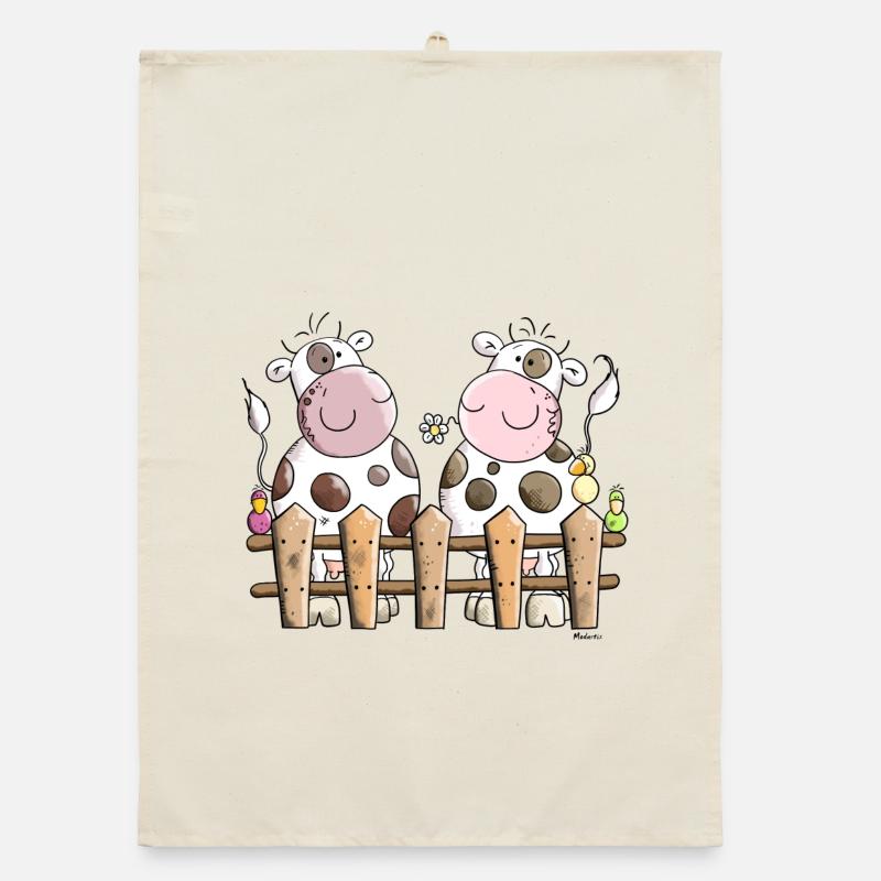 Deux Vaches heureuses Torchon bio