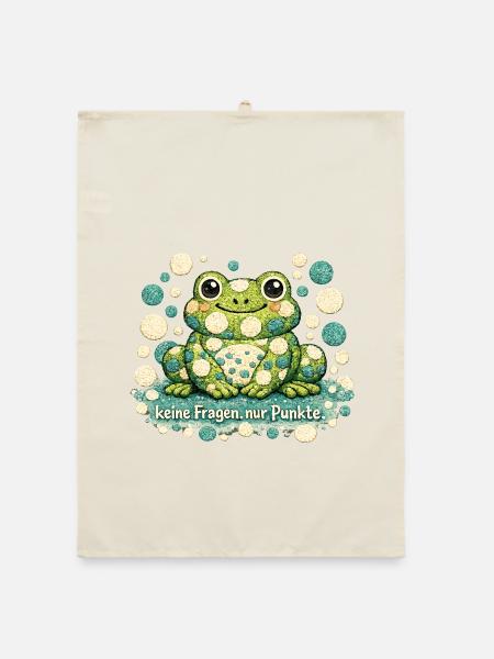 Keine Fragen nur Punkte Frosch Spruch witzig - Organic Geschirrtuch - Natur - Vorne