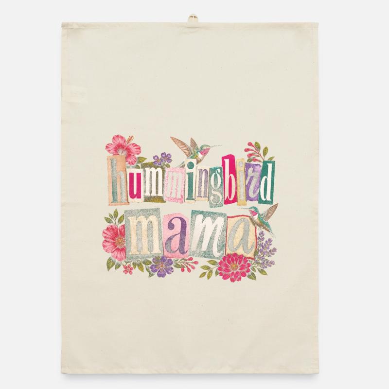 Ruby Throated Hummingbird Mama Mom Organic dish towel
