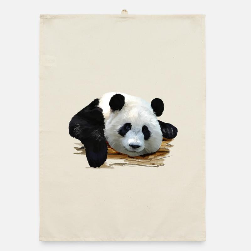 Süßer Panda-Kunstdruck - Organic Geschirrtuch - Natur