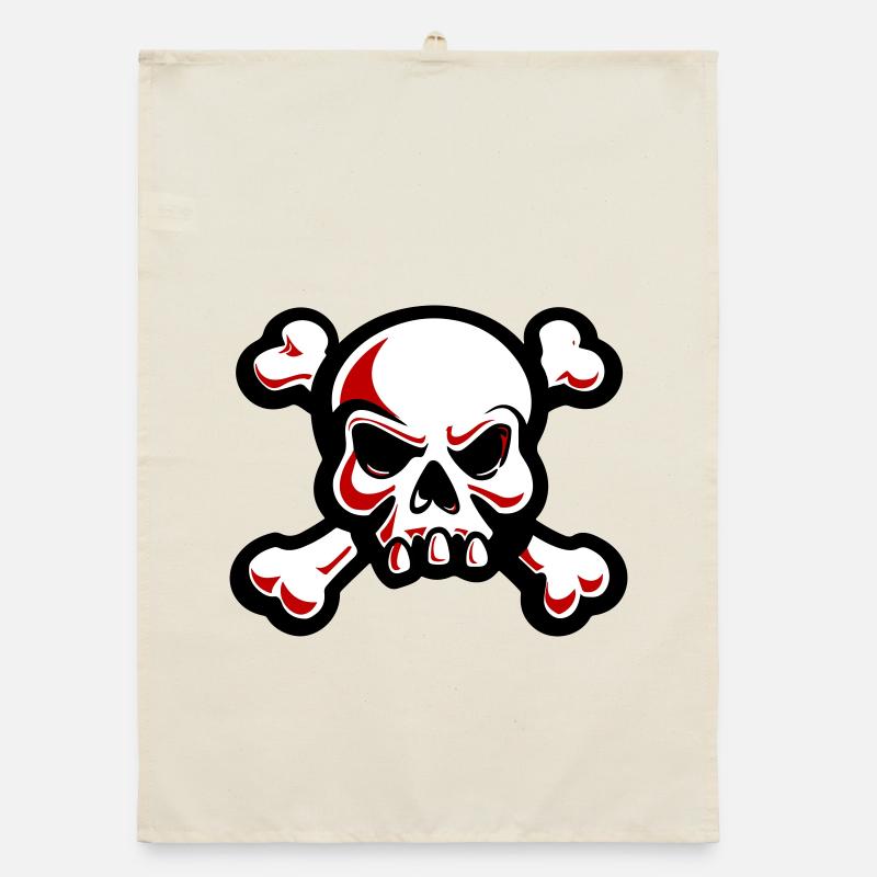 skull skeleton bones symbol Organic dish towel