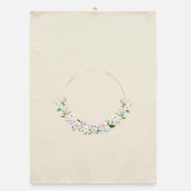 Spring Wreath - Personalizable Organic dish towel