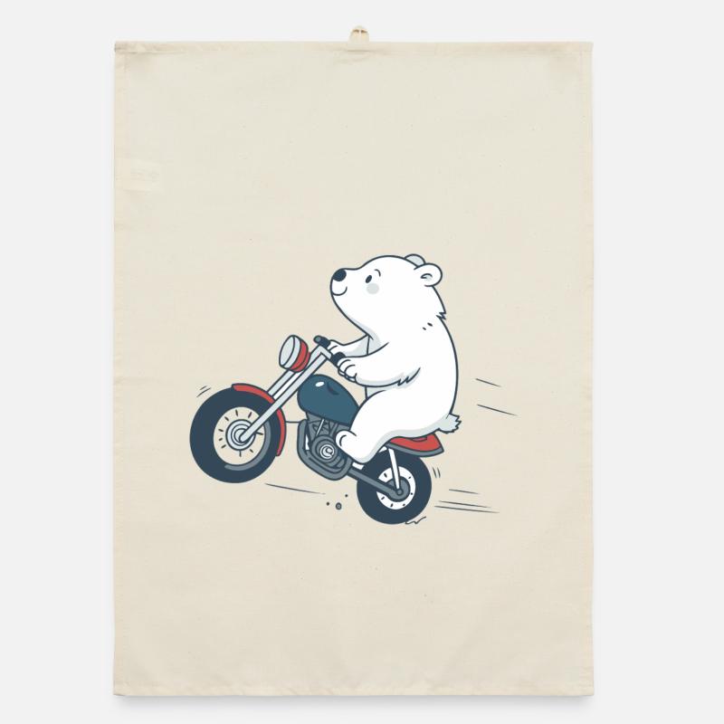 Biker Bear on Bold Road Organic dish towel