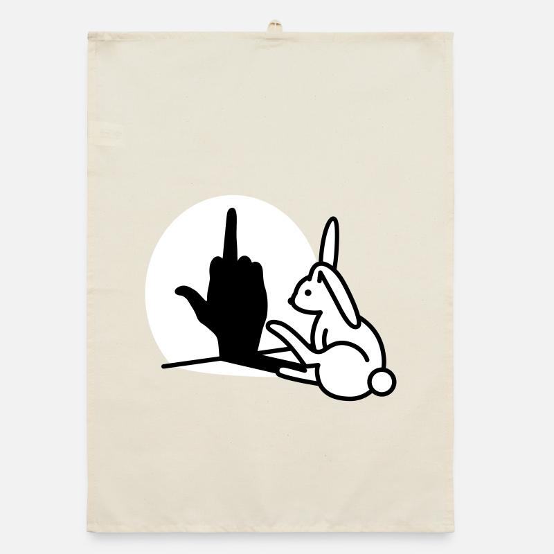 Rabbit Shadow Hand FUCK OFF Middle Finger Rabbit Organic dish towel