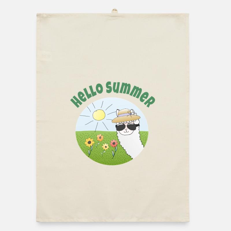 Hello Summer: Sonnenscheinalpaka - Organic Geschirrtuch - Natur