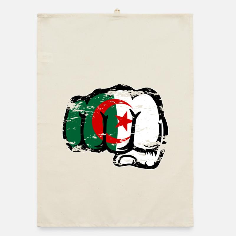 Drapeau de l’Algérie Main Poing Utilisé Torchon bio