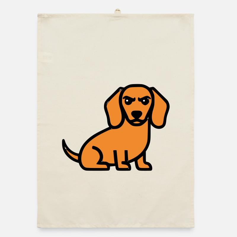 Dackel Hund Braun Comic - Organic Geschirrtuch - Natur