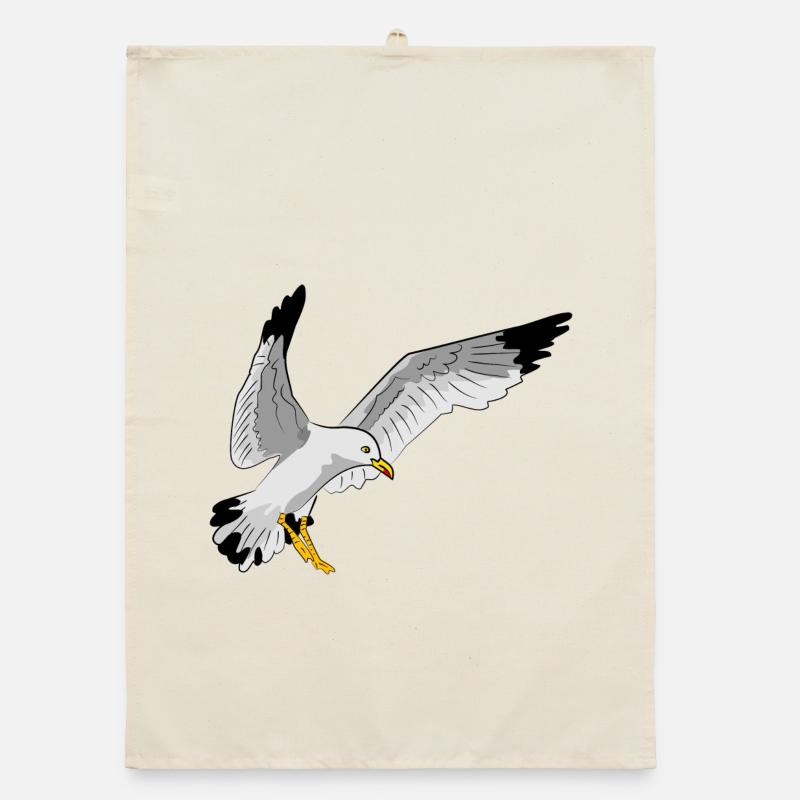 Stilvolle Seevogel Silhouette einer Möwe Organic Geschirrtuch