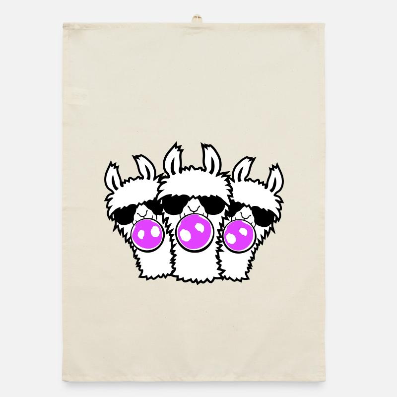 Three Llamas Bubblegum Sunglasses Squad Group Cute Organic dish towel