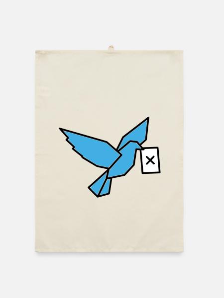 Brieftaube Wahlzettel Vogel Bunt - Organic Geschirrtuch - Natur - Vorne