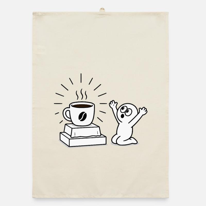 Kaffeebecher Freude Comicdesign Organic Geschirrtuch