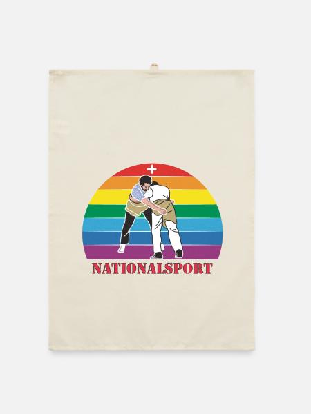 Schweizer Schwinger Schwingen im Vintage  Design - Organic Geschirrtuch - Natur