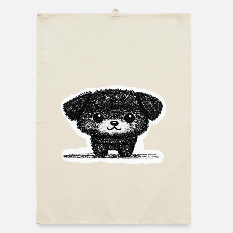 Tiny Puppy (Grey) Organic dish towel