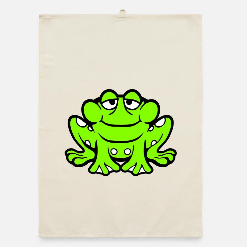 Frosch Kröte lächelt lustig sitzt Comic glücklich Organic Geschirrtuch