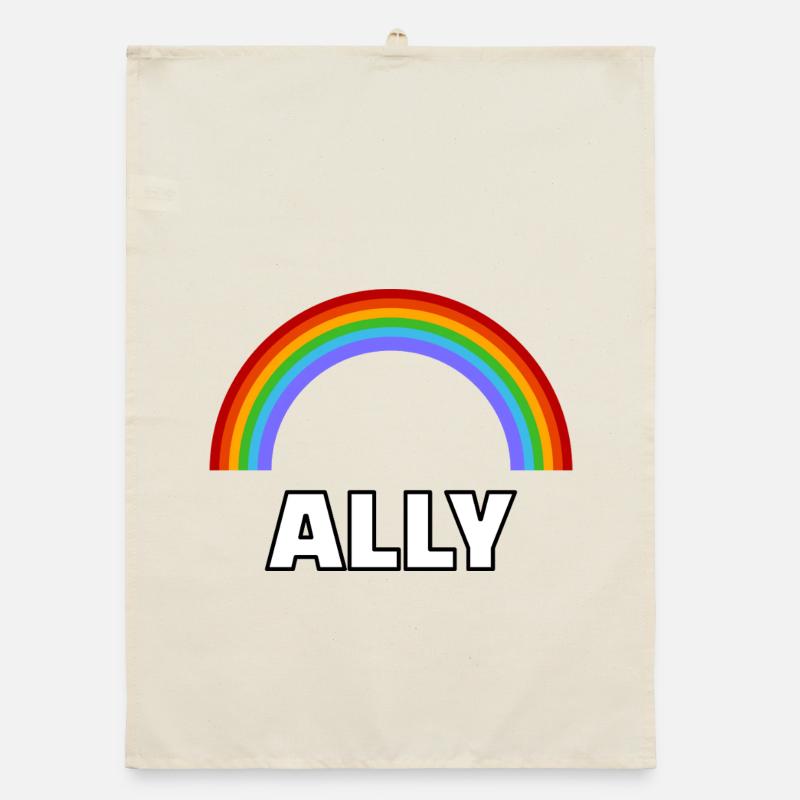 Ally Rainbow Pride  LGBT allyship Organic dish towel
