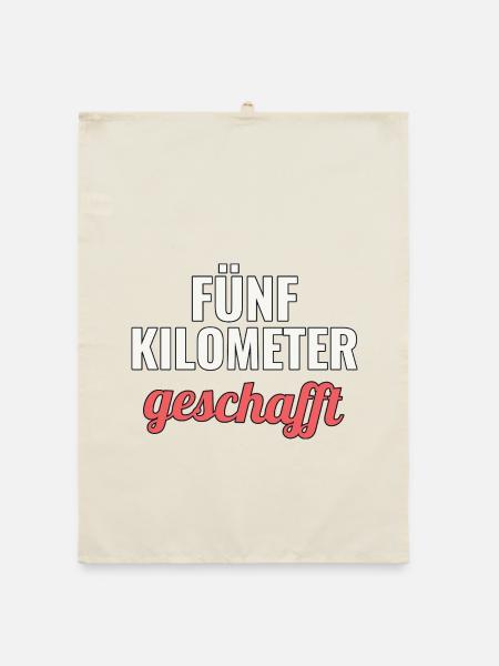 Erster Fünf Kilometer Lauf Geschenkidee - Organic Geschirrtuch - Natur - Vorne