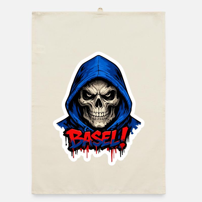 Basel Totenkopf Organic Geschirrtuch