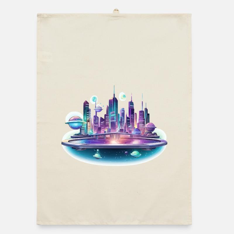 Silhouette de la Cité Spatiale Néon Torchon bio