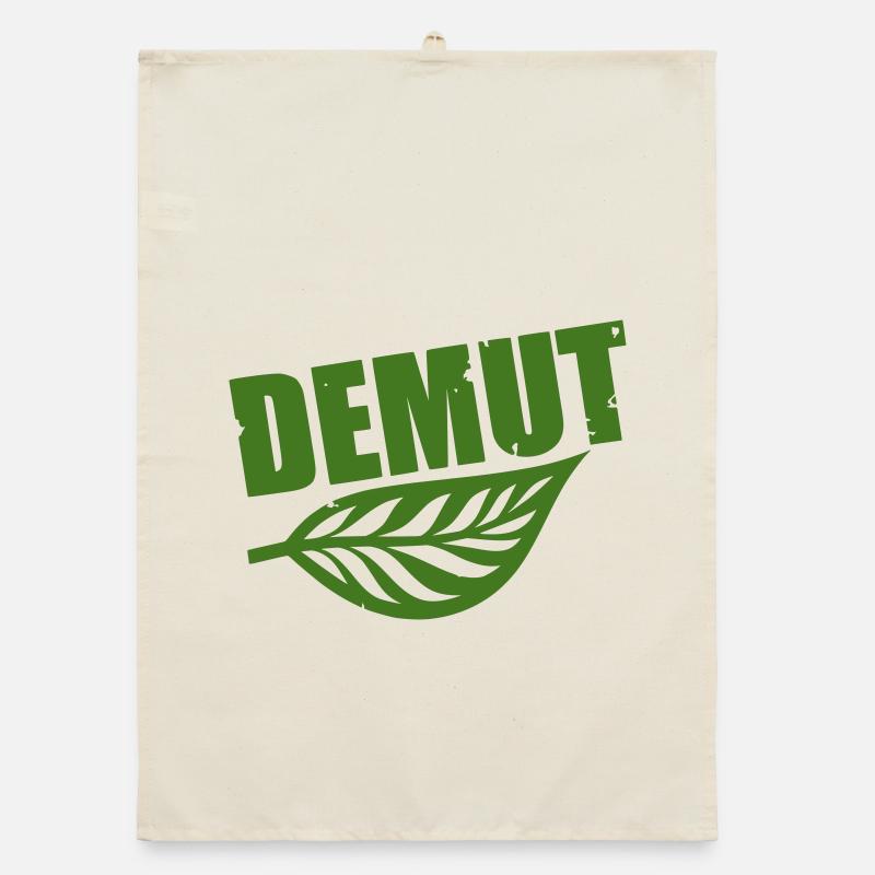 Humility with leaf green typography Organic dish towel