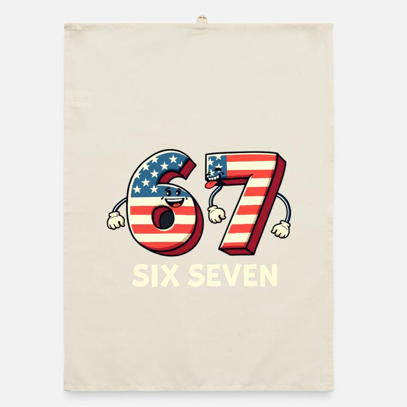 US Flag 67 Memes Six Seven - Organic Geschirrtuch - Natur