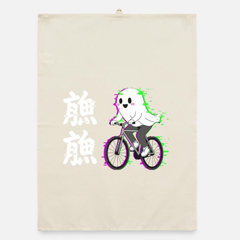 Neon Ghost on Bicycle Organic dish towel