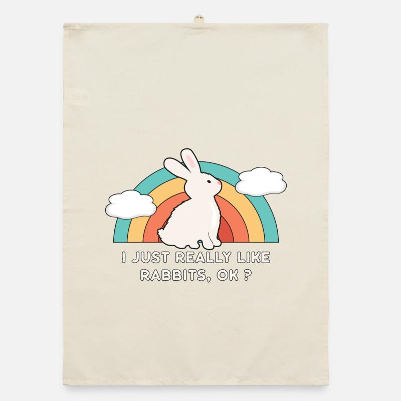 80's 90's Retro Sun with Bunny Rabbit Saying Organic dish towel