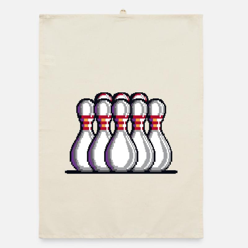 Pixel Bowling Pins Organic Geschirrtuch